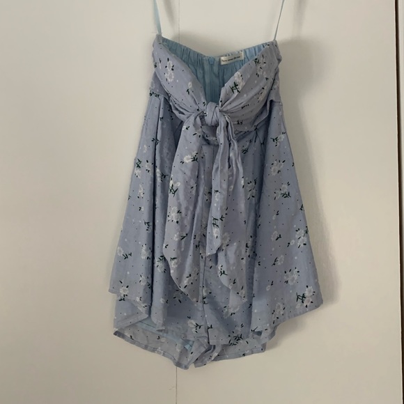 Here Comes The Sun Blue Floral Strapless Romper - Picture 2 of 7